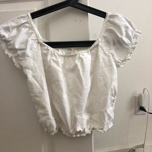 White scrunched blouse